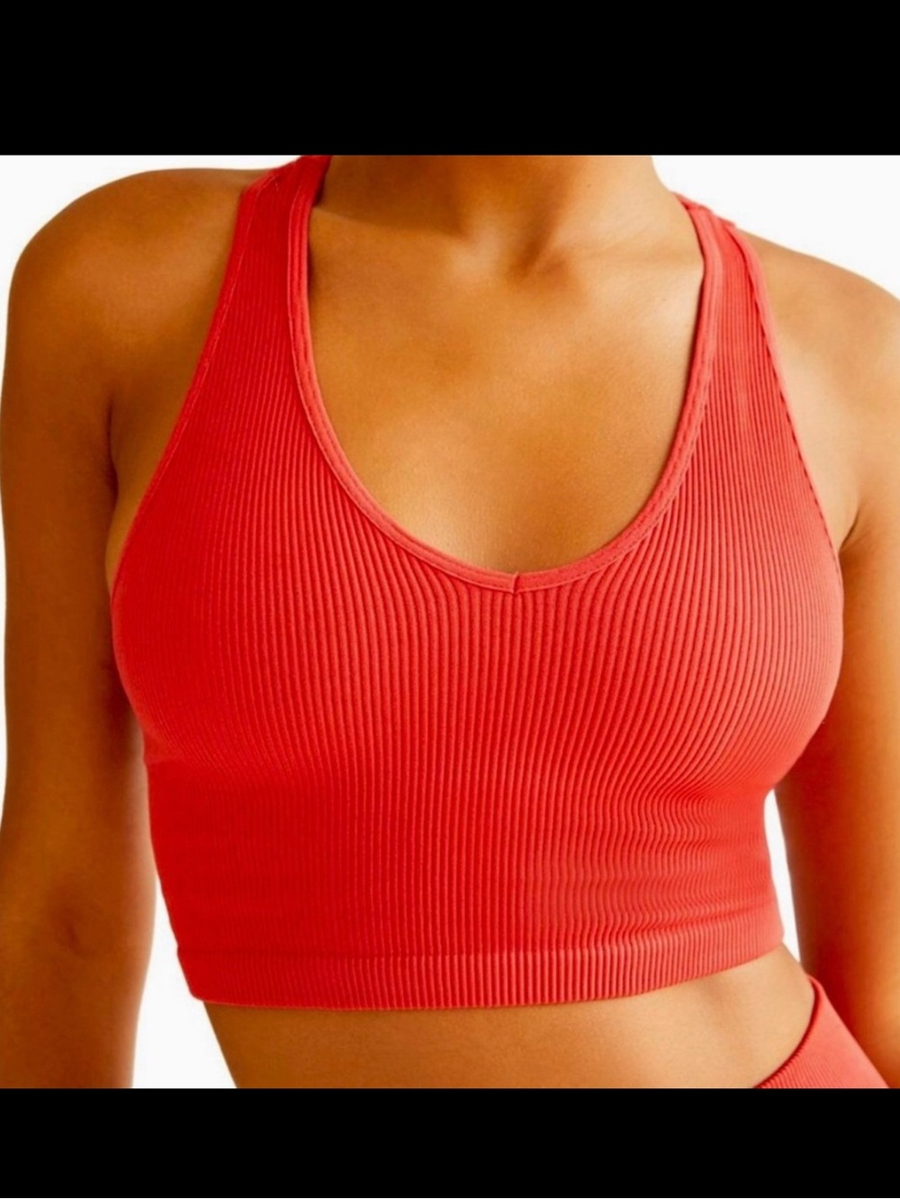 Free People FP Movement Free Throw Ribbed Red Crop Tank Top